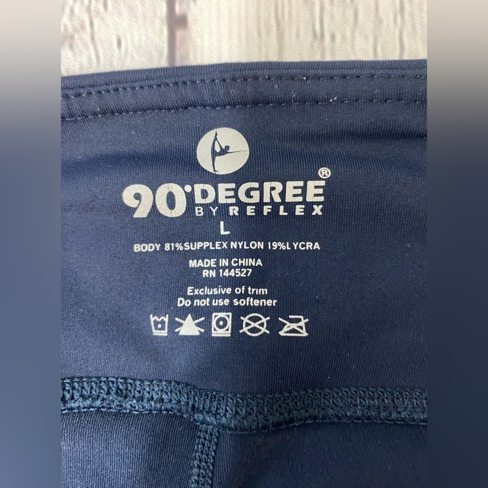 90 Degrees by Reflex Womens Size Large Navy Blue Workout Exercise Yoga Leggings - Picture 3 of 7